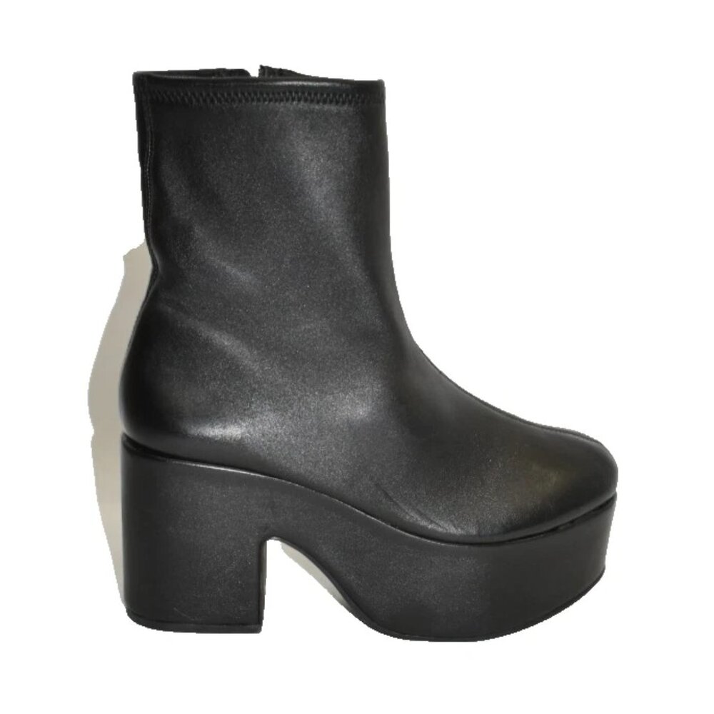 New! LARROUDE Miso Leather Platform Short Boots Black Size 10 DD524